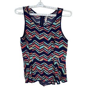 Xhilaration Chevron Tank Top Womens Size XL Blue Multicolor Rayon Back Zipper